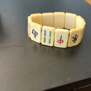 Circa 1940 Bone Mahjong Tile Bracelet